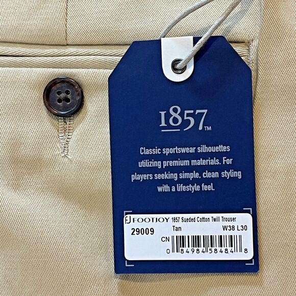 Footjoy Mens Golf Trousers 38x30‎ Tan 1857 Sueded Cotton Twill 29009 NWT - Picture 11 of 12